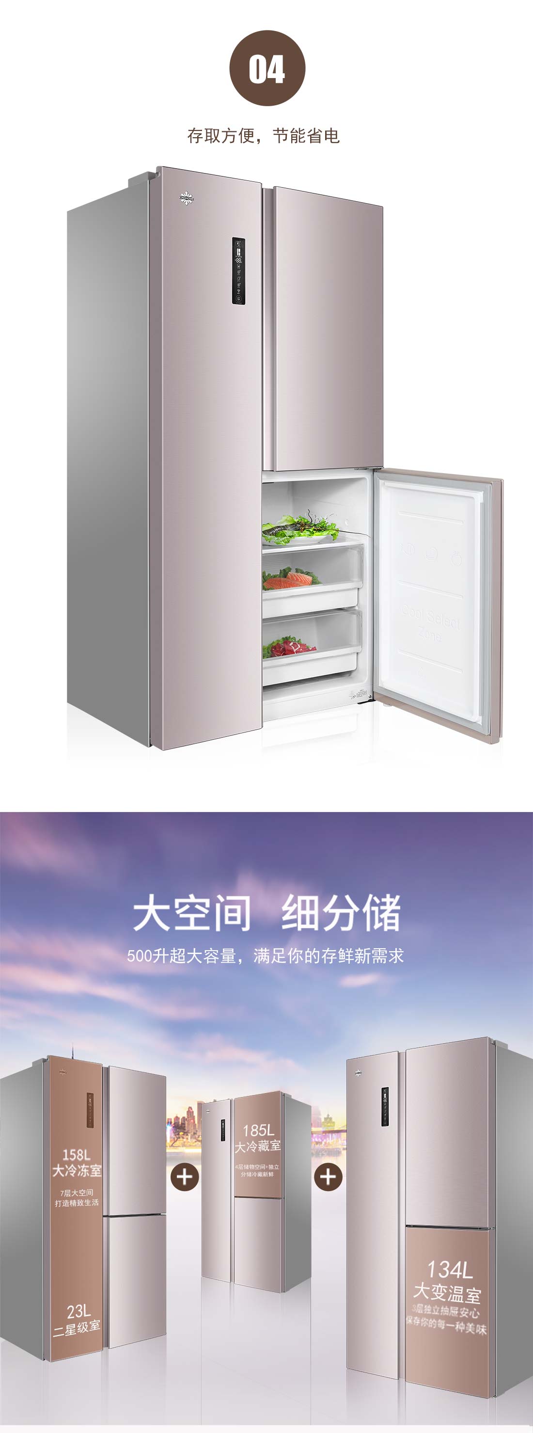 對(duì)開門冰箱BCD-500WIPDC